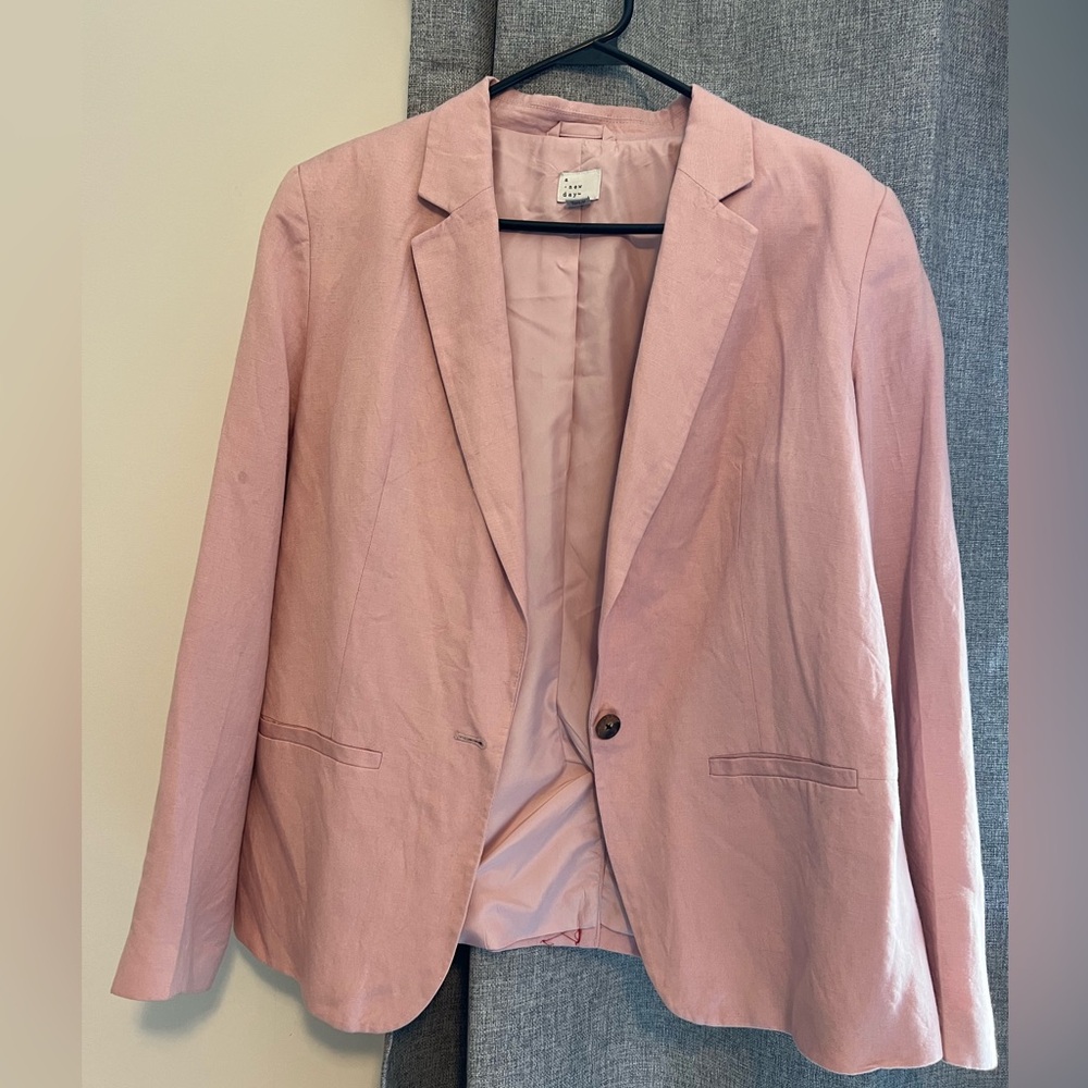 A new day pink linen blazer